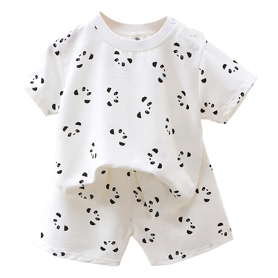 Soft Kids 2-Piece Set Breathable Short Sleeve Shorts