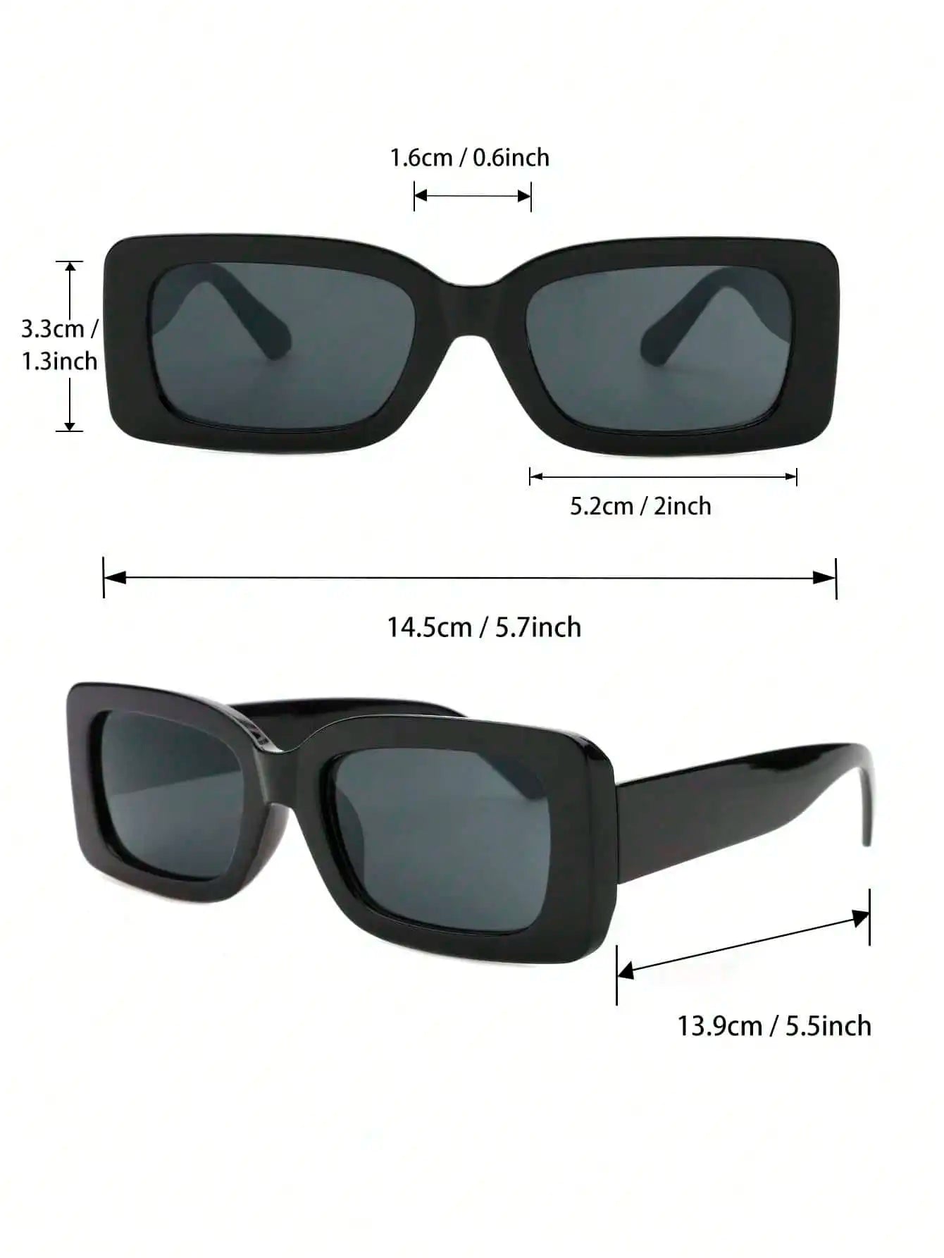 3PCS Unisex Cat Eye&Round&Square Plastic Frame Fashion Sunglasses For Outdoor Travel Hiking