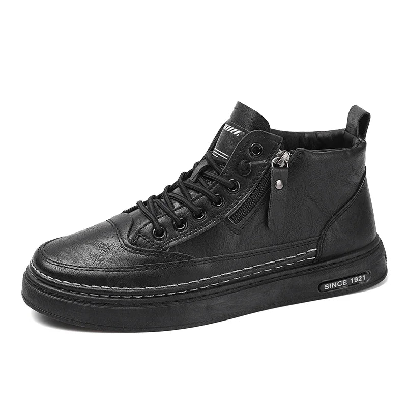 Men’s High-Top Leather Shoes – Casual Streetwear Shoes