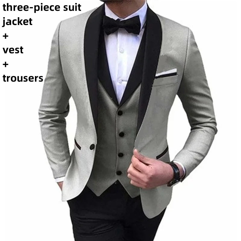 Mens 3 Piece Casual Tuxedos for Wedding