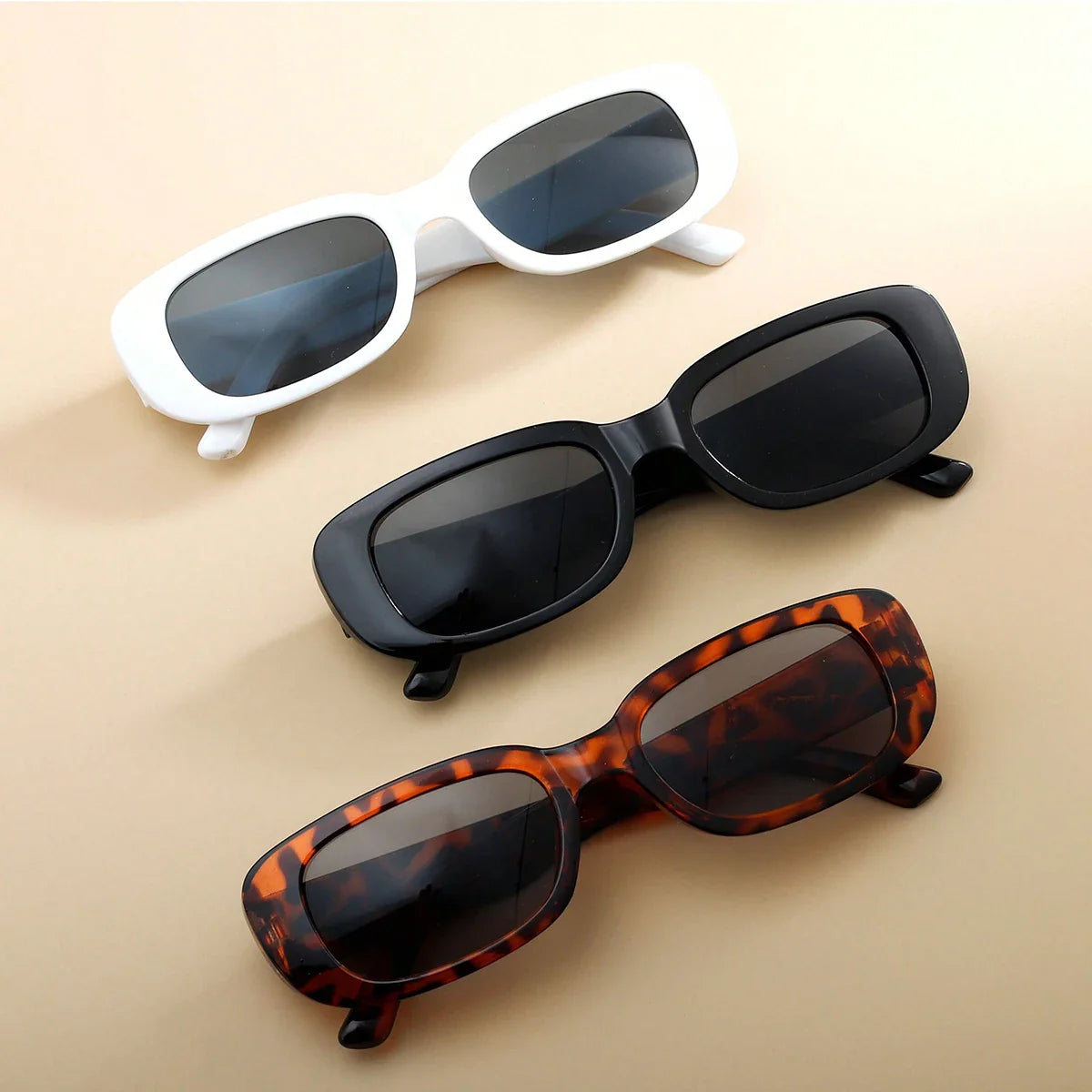 3/pcs 2pcs/set Women's Black White Plastic Frame Square Beach shade Fashionable glasses