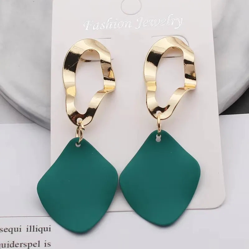 Green Color Crystal Dangle Earrings for Women