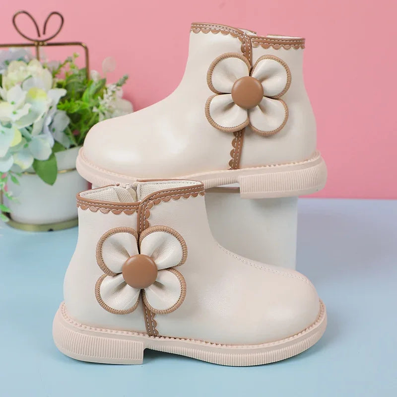 2023 Girls Short Boots Fashion Kids Versatile Soft Black Side Zipper Spring Autumn New Children Leather Boots Drop Shipping PU