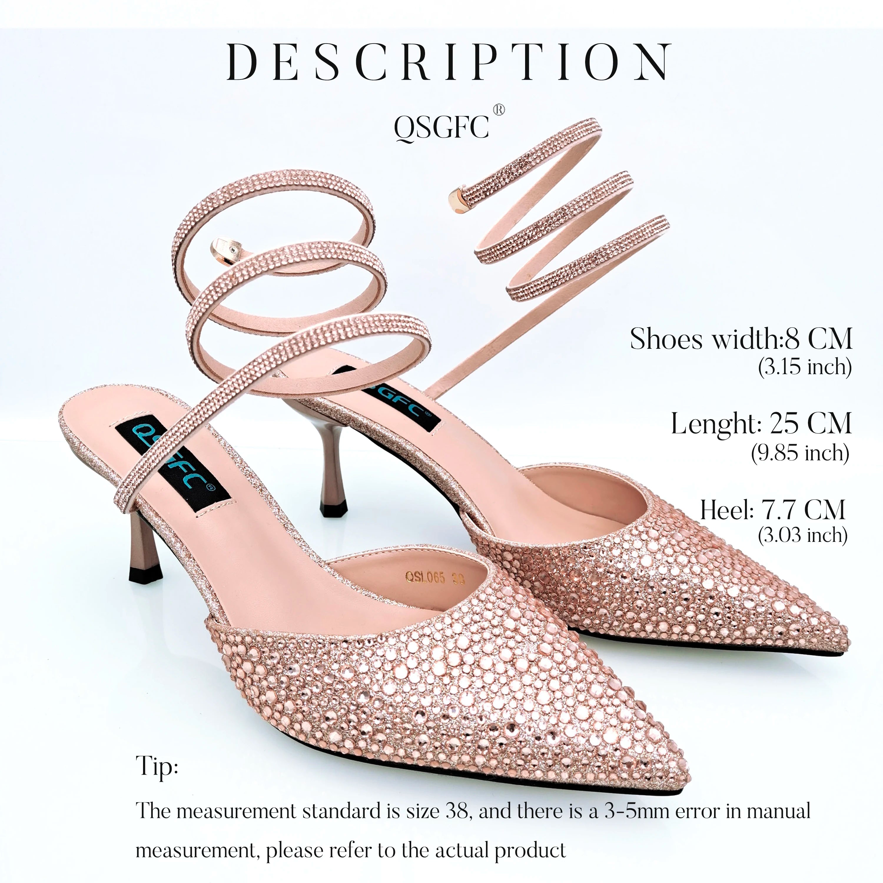 Shoes And Bag Full Diamond Women's Pointed Toe High Heels