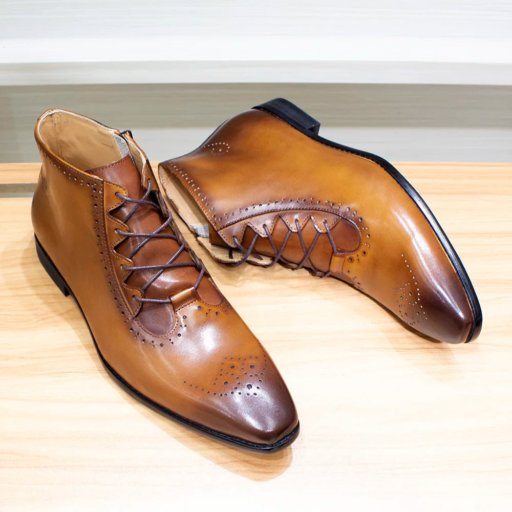 Genuine Leather Mens Ankle Boots