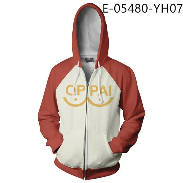 NEW Anime Saitama Oppai Hoodie Hooded Sweatshirt Hoodie Cosplay Costume Fleece Fashion Harajuku Jacket and Coat Brand Clothes