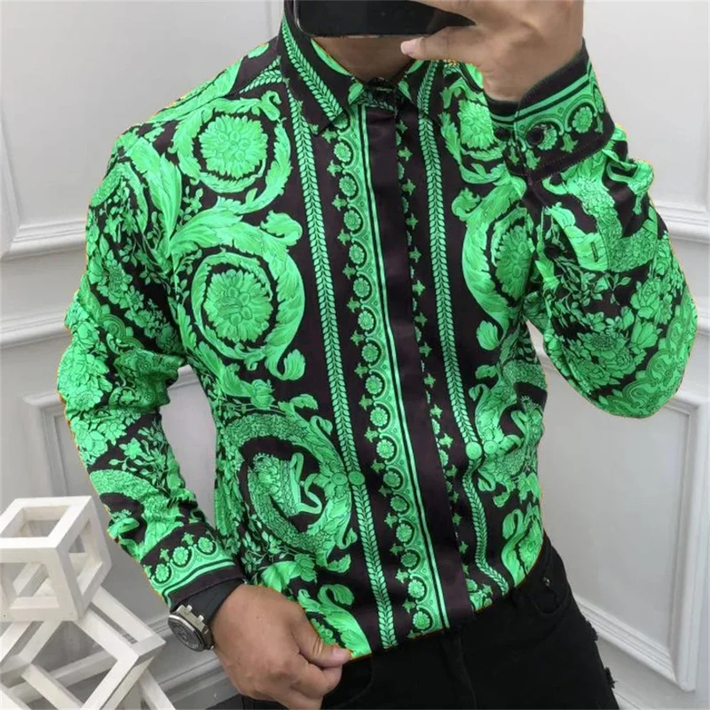 2024 Fashion Men's Luxury Shirts Image Print Men's Long Sleeve Lapel Shirts Casual Party Street Hawaiian Shirts Plus Size S-5XL