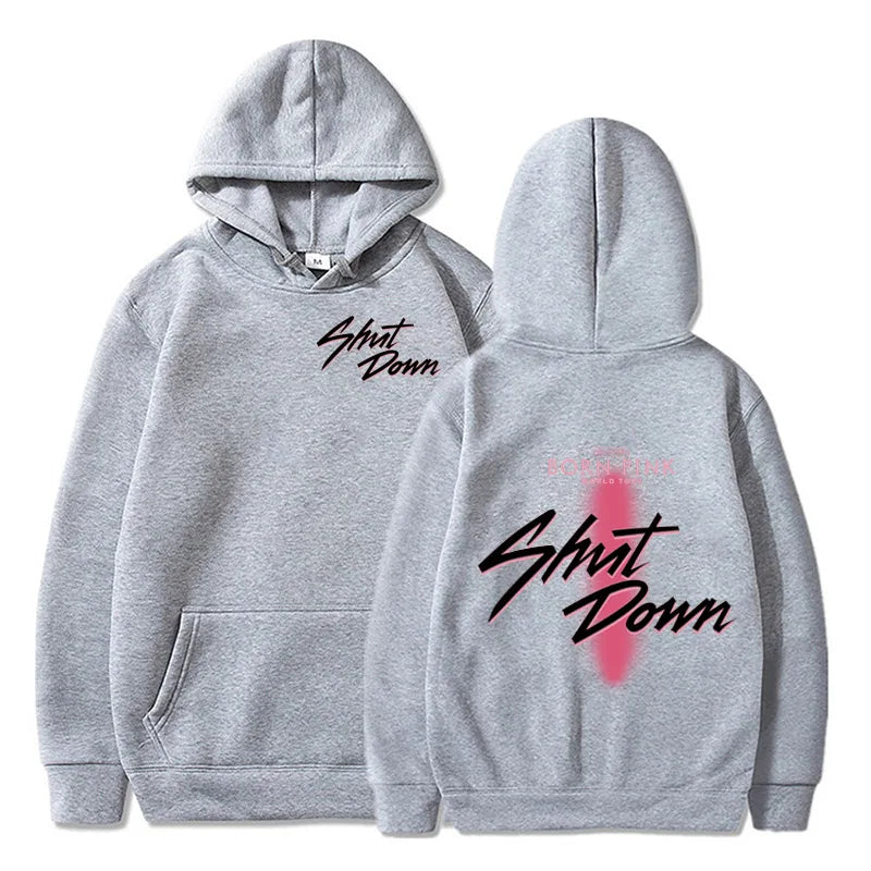Shut Down Kpop Hoodie Student Funny Jisoo Lisa Rose Jennie Loog Sleeve Men Women Winter Warm Fashion Trend Gift Sweatshirts