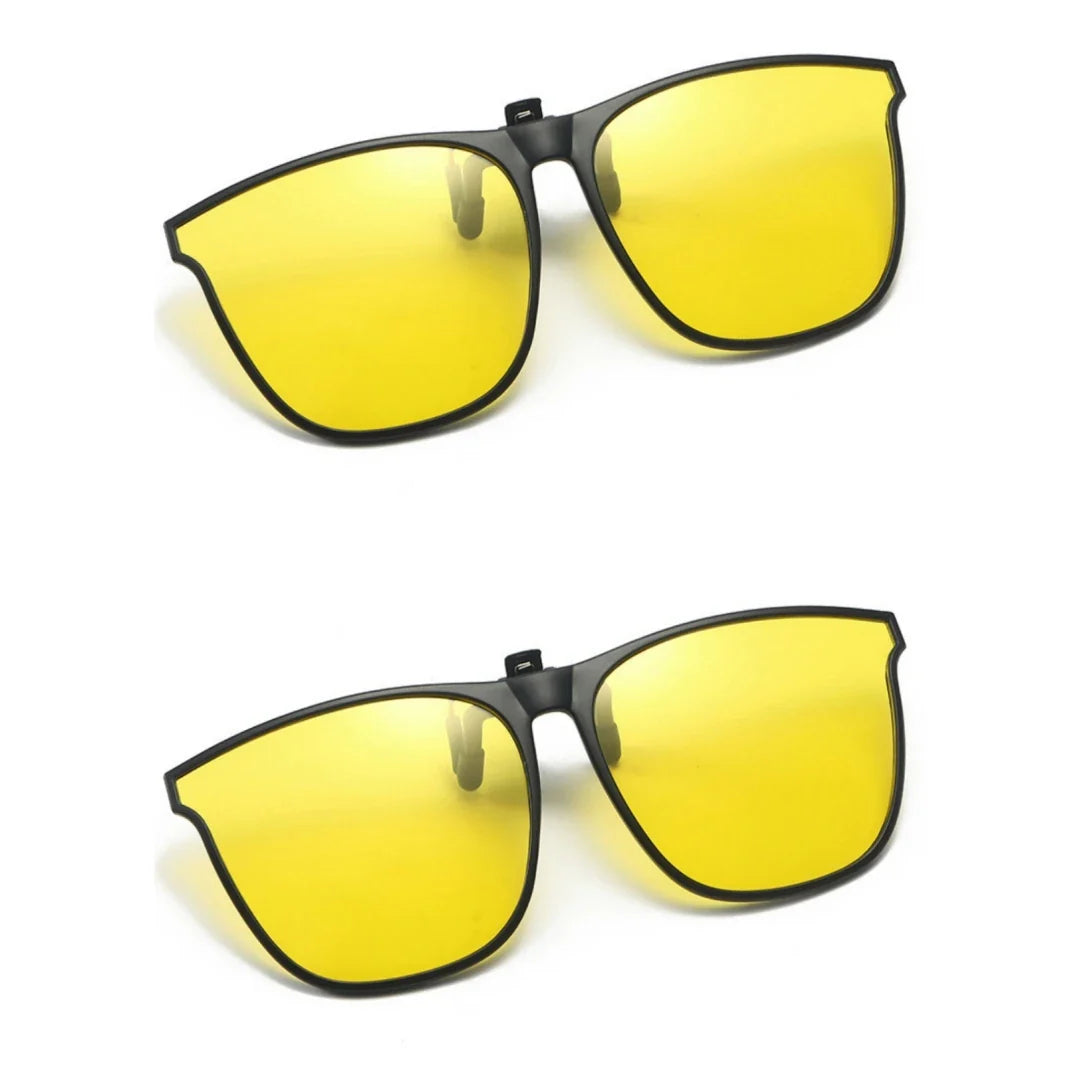 A Pair of New PC Clip Sunglasses for Outdoor Fishing and Driving. Clip Sunglasses for Day and Night Use.