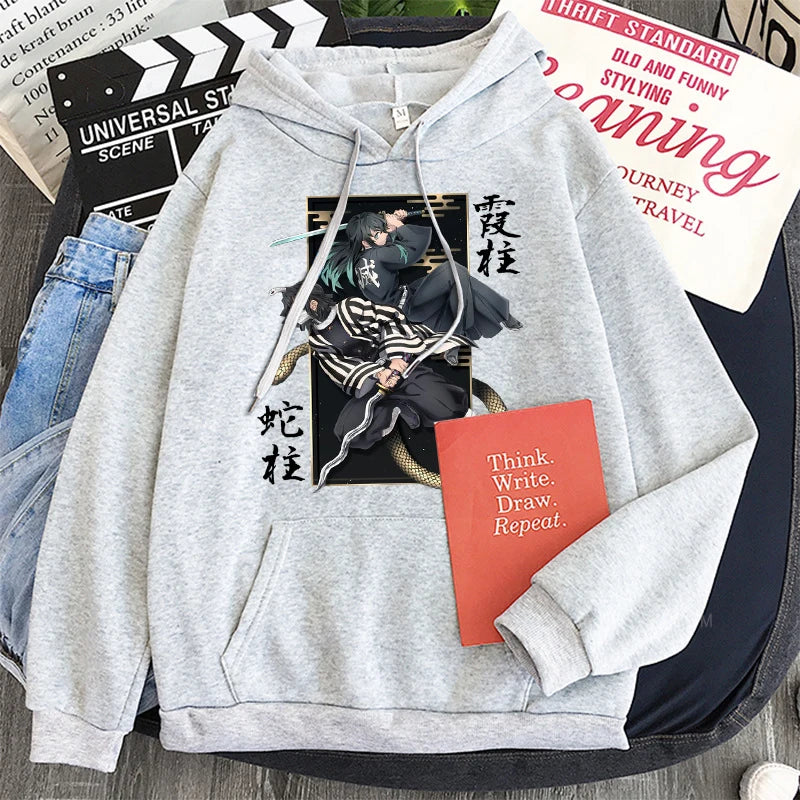 Anime Demon Slayer Iguro Obanai And Tokitou Muichirou Print Hoodies
