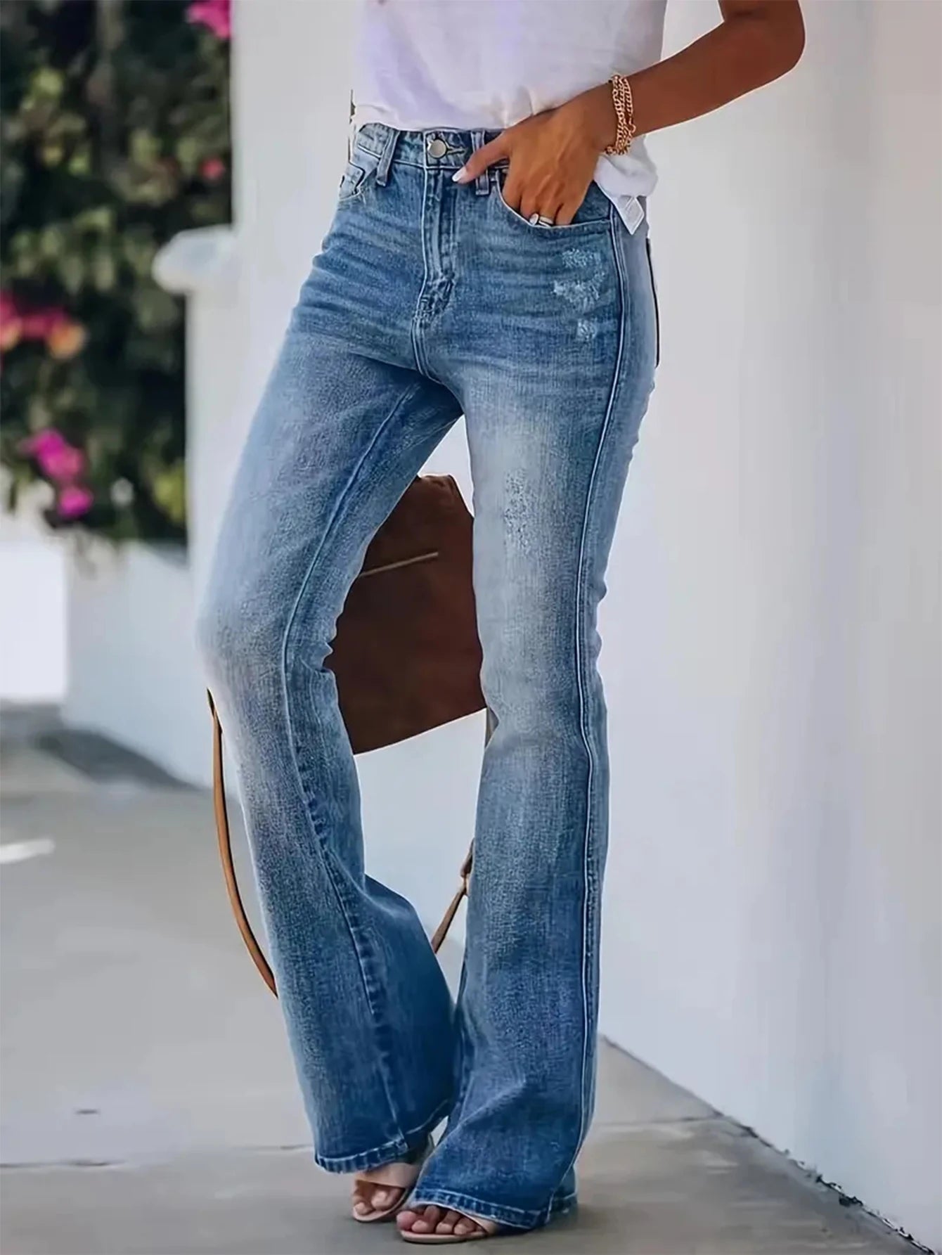 Women's horn jeans high waist Denim pants