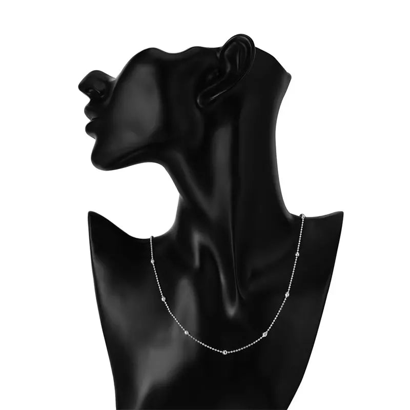 Sterling Silver Sweater Bead Chain Women's Necklace