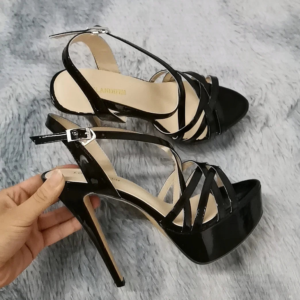 Women Sandals Super Sexy Platform High Heels Ankle Strap Sandals
