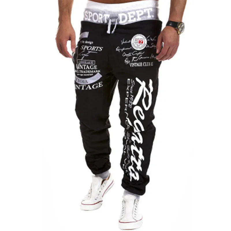 Men Streetwear Sweatpants Y2K Graffti Hip Hop Drawstring Waist