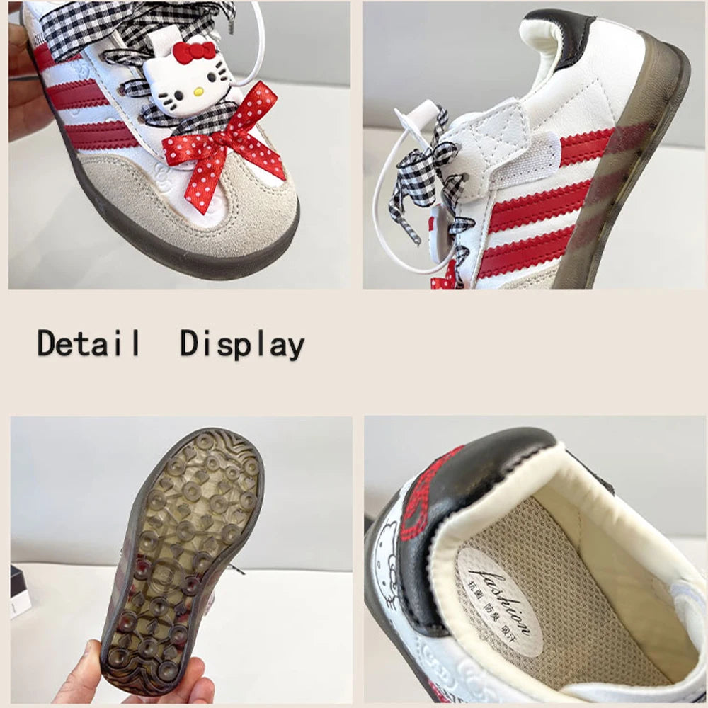 Sanrio Hello Kitty Spring Children's Casual Shoes Girls Sports Shoes Fashion Sports Children's Board Shoes Non-Slip Soft Soled