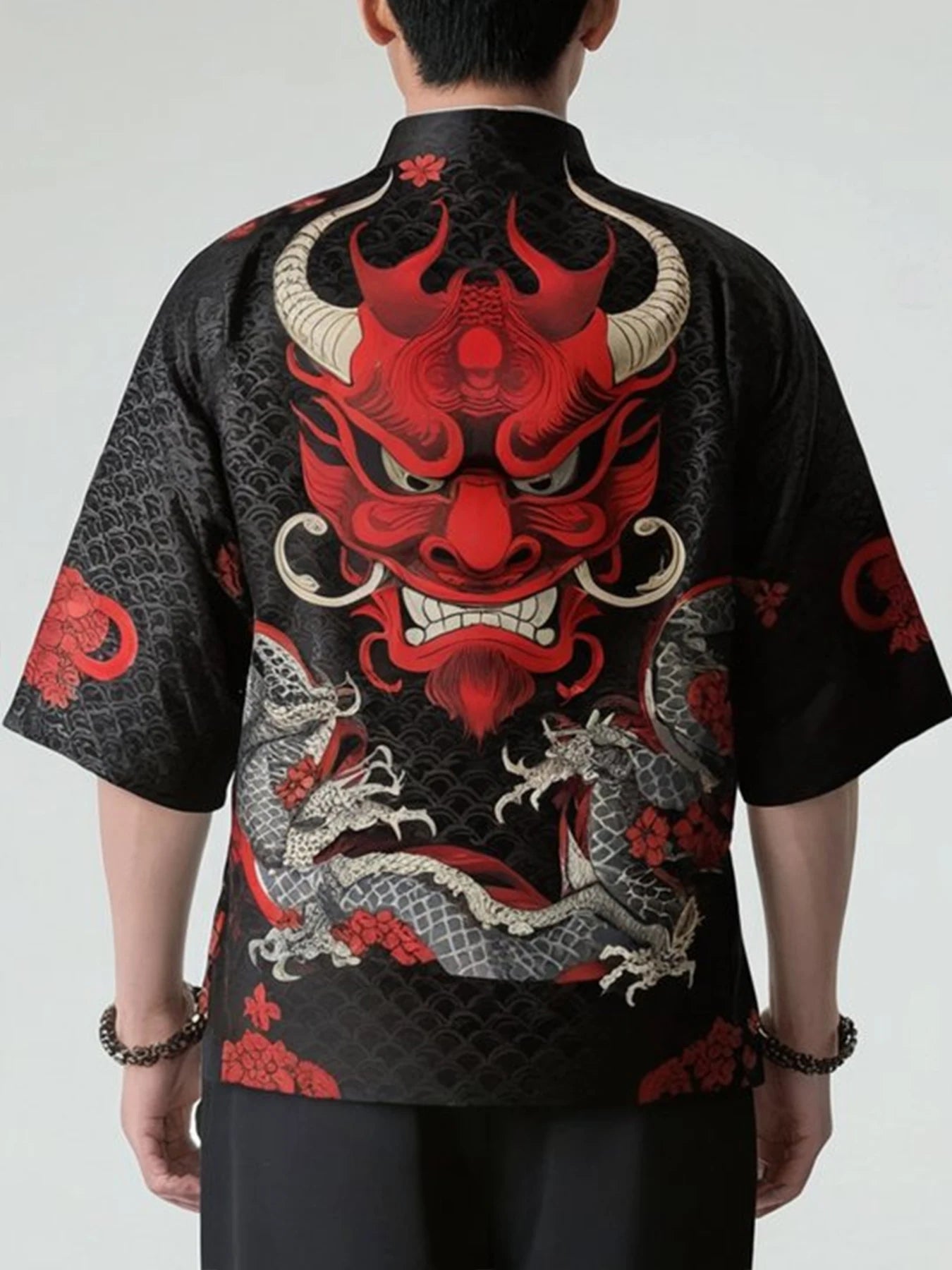 Demon Samurai Dragon Print Kimono Shirt Clothing Japanese Kimono Yukata Harajuku Cardigan for Men Traditional Haori Kimono Women