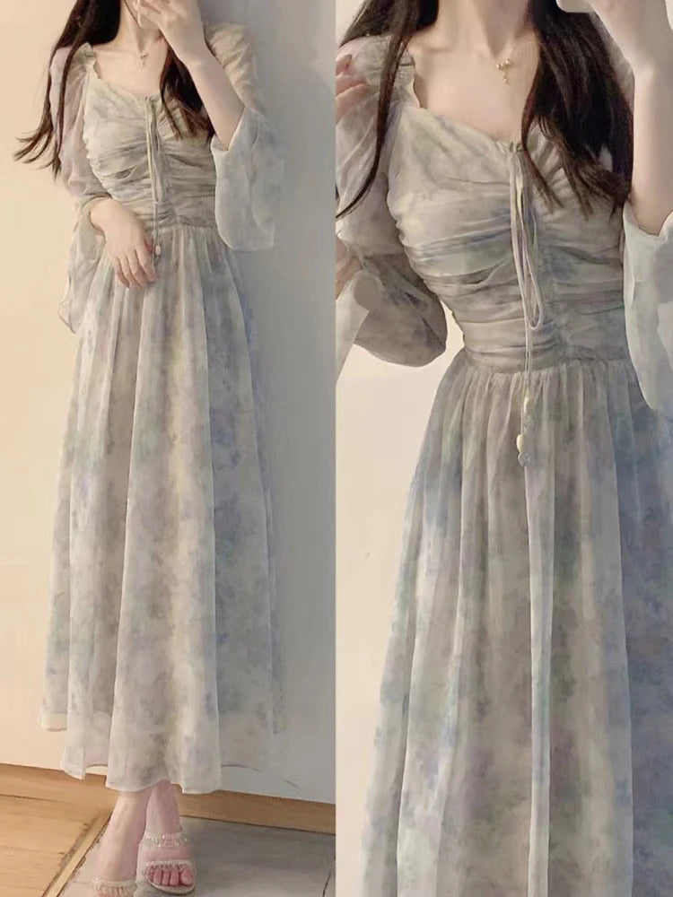 Summer Sporty Chic French White Dress Women's Long Bubble Sleeve Comfortable Design Niche Primrose Style for Best Fit