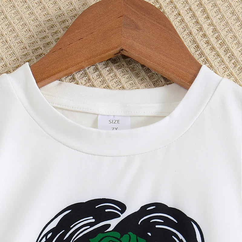 Girl Minimalist Cartoon Print Top
