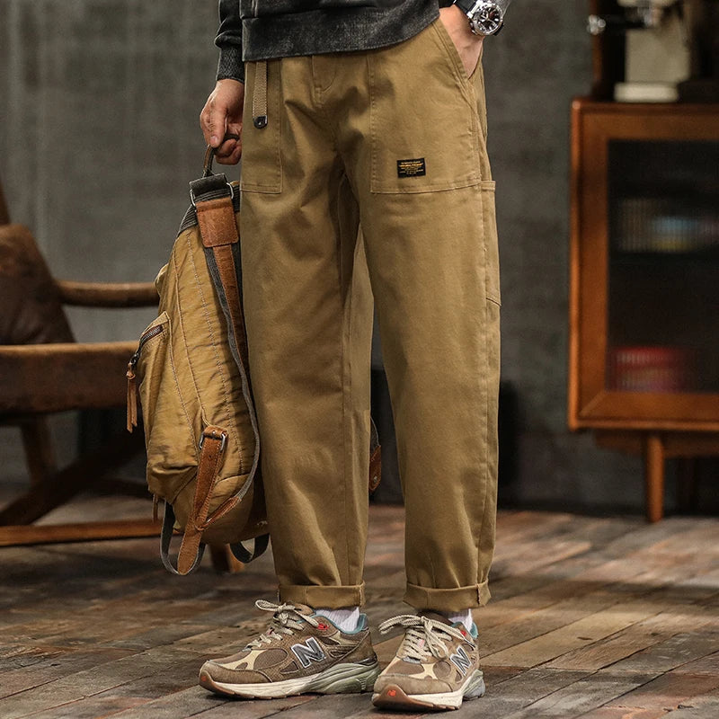 Cargo Pants Man Cotton Casual Loose Trouser