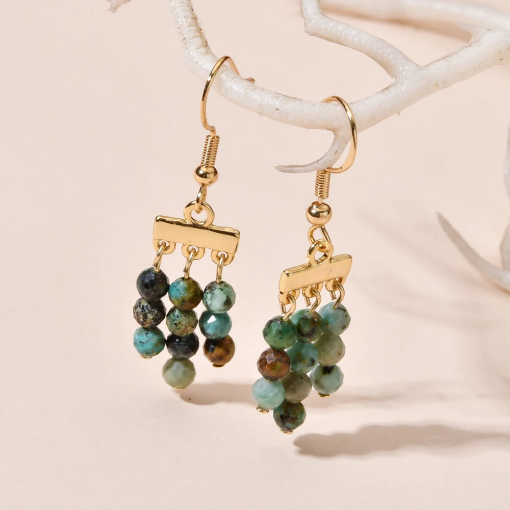 Natural Stone 3 Layer Drop Dangle Earrings for Women