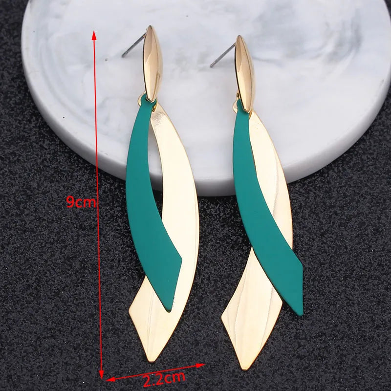 Green Color Crystal Dangle Earrings for Women