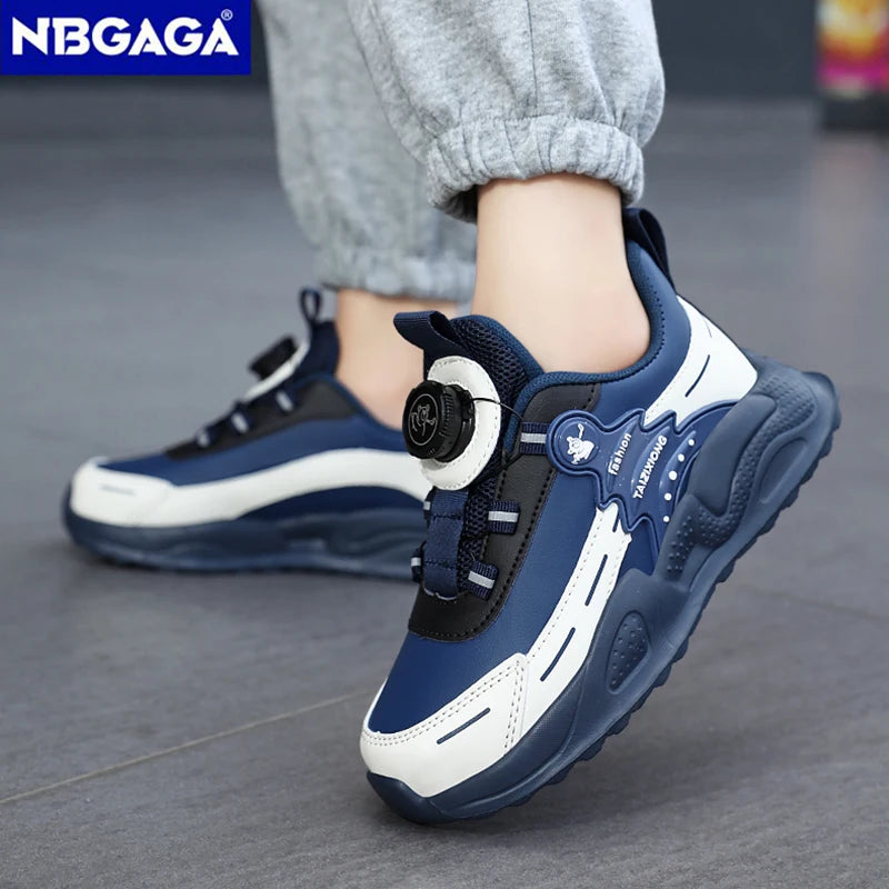 Boys Anti-Slip Waterproof Leather Running Shoes Outdoor Sports Walking Shoes Comfort Kids Sneakers For Autumn Winter 5-16 Years