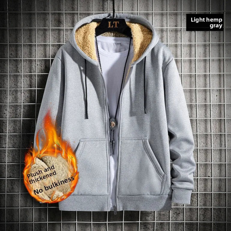 2025 Winter Windproof Hoodie - Men's Sherpa Lined Sweatshirt Thermal Zip Up Outerwear Streetwear S-5XL