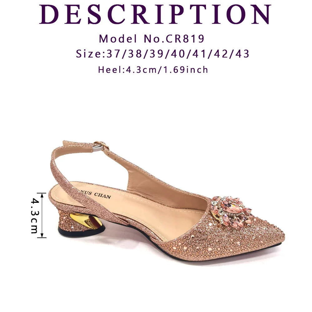 Hollow Design Women Shoes Matching Bag in Champagne Color Mature for Party