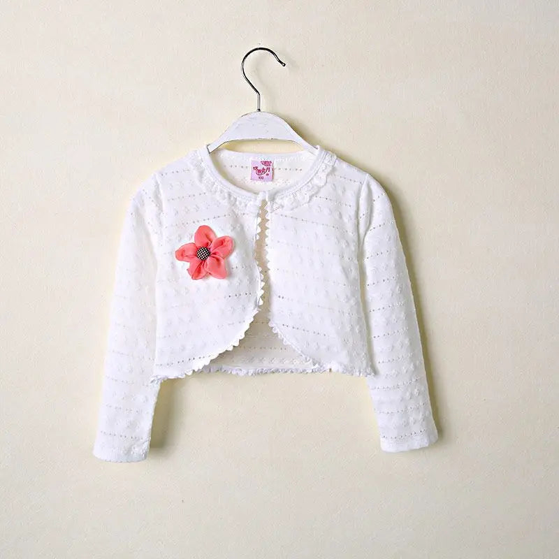 Summer Girls Shawl Jacket Thin Long Sleeve Kids Cardigan Outerwear White