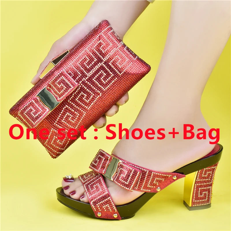 Party Shoe and Bag Sets Black Color Women Matching Shoes and Bag Set