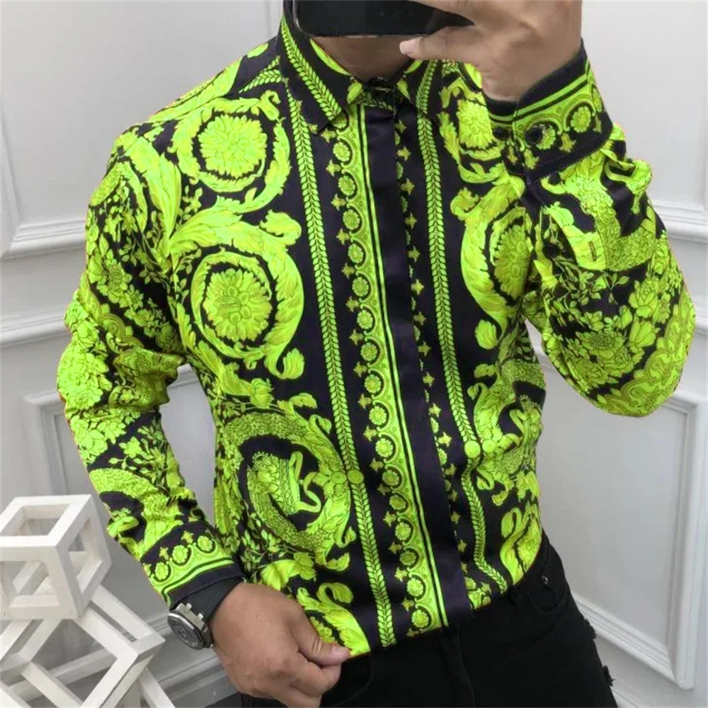 2024 Fashion Men's Luxury Shirts Image Print Men's Long Sleeve Lapel Shirts Casual Party Street Hawaiian Shirts Plus Size S-5XL
