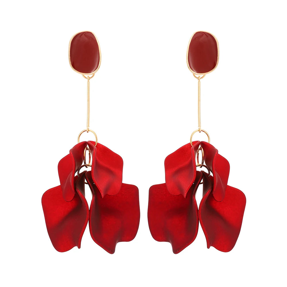 Romantic Sweet Acrylic Petal Long Dangle Drop Earrings For Women