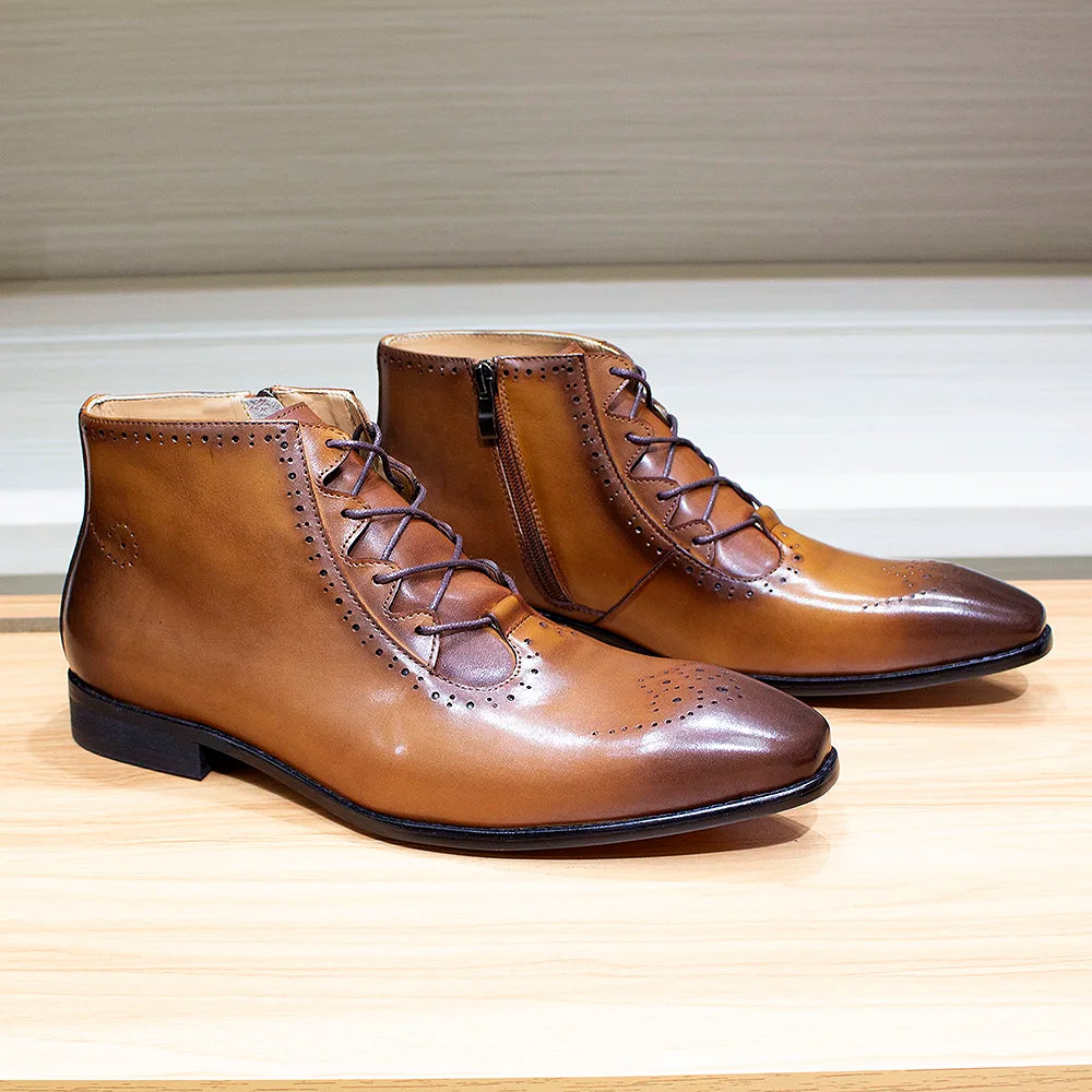 Genuine Leather Mens Ankle Boots