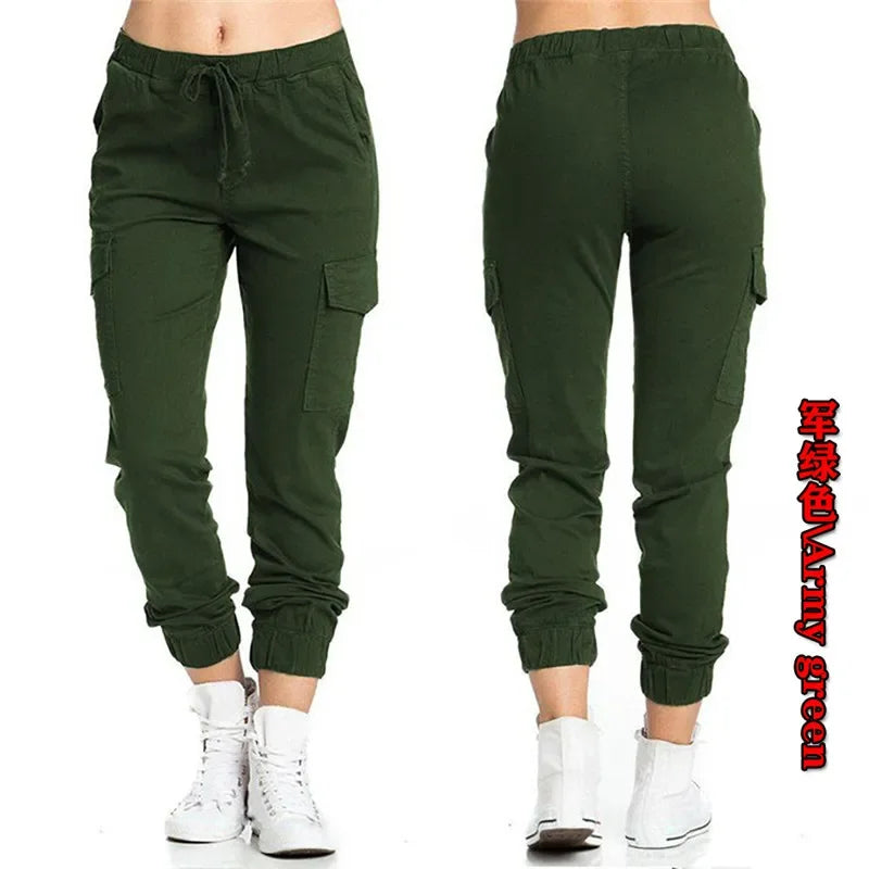Women's Cargo Pants Multi-Pocket Drawstring Elastic Waist