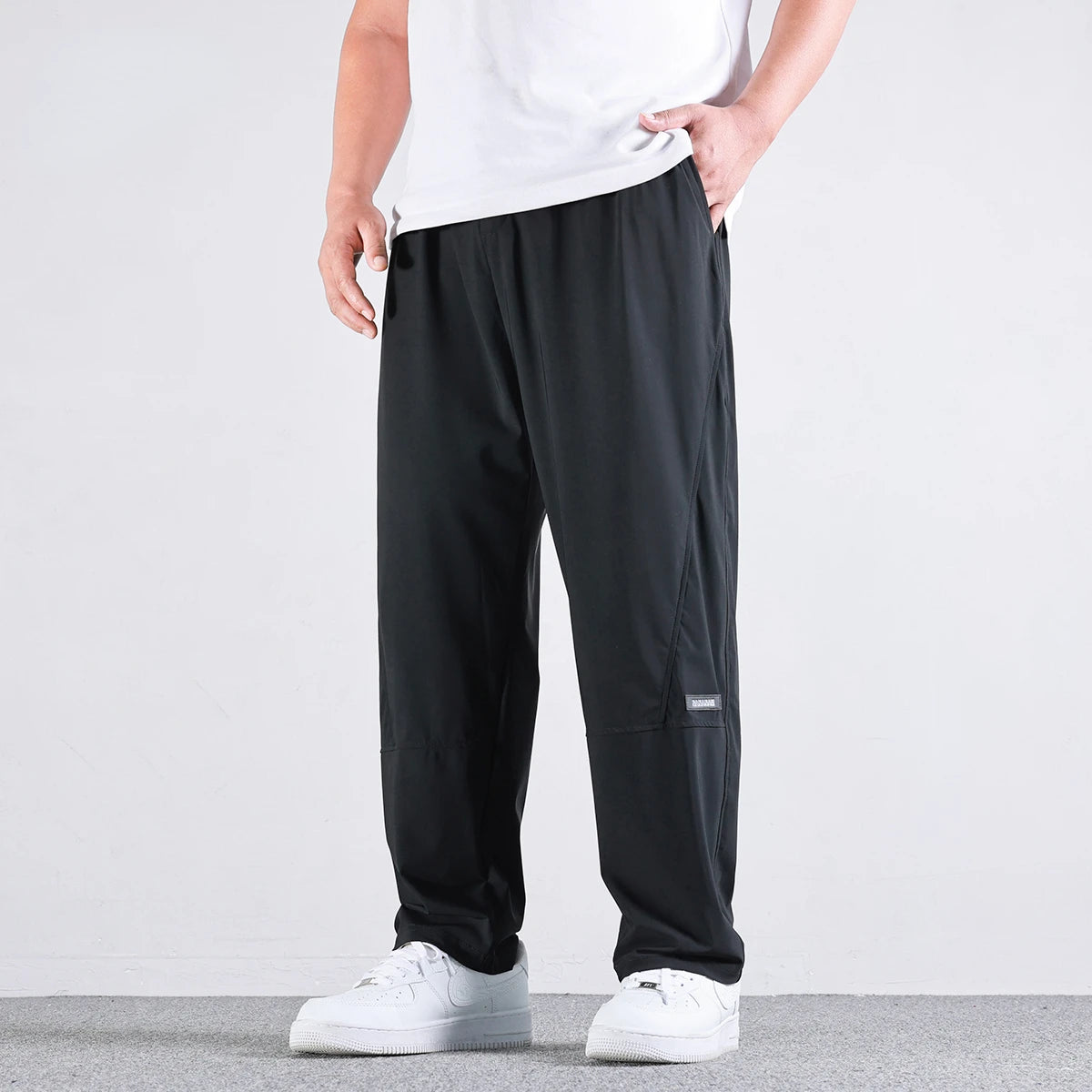 Men High Elastic Sweatpants Gym Joggers Large Size Trousers Pants