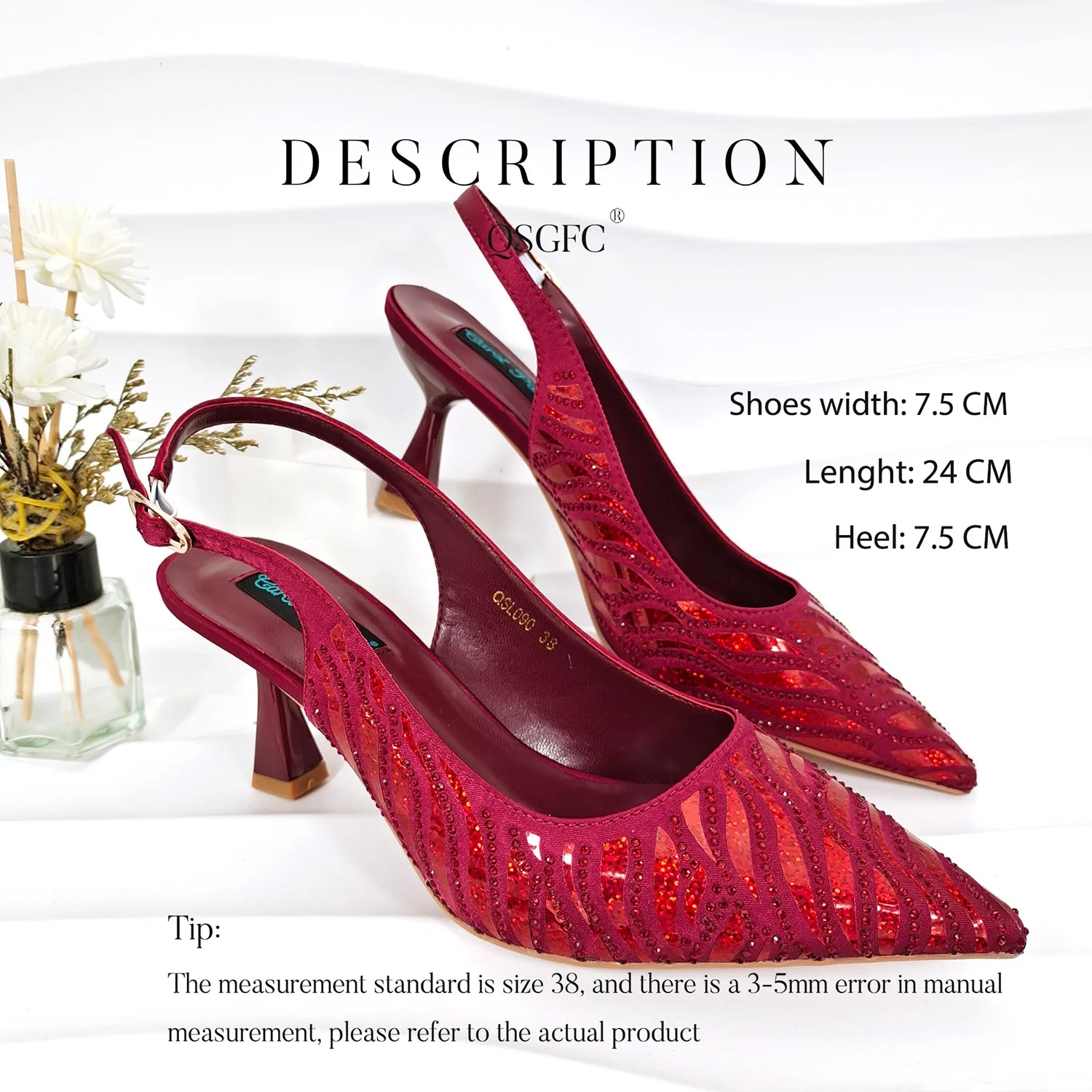 Ladies Heel and Bag Set Full Diamond Fashion Silver Color Pumps