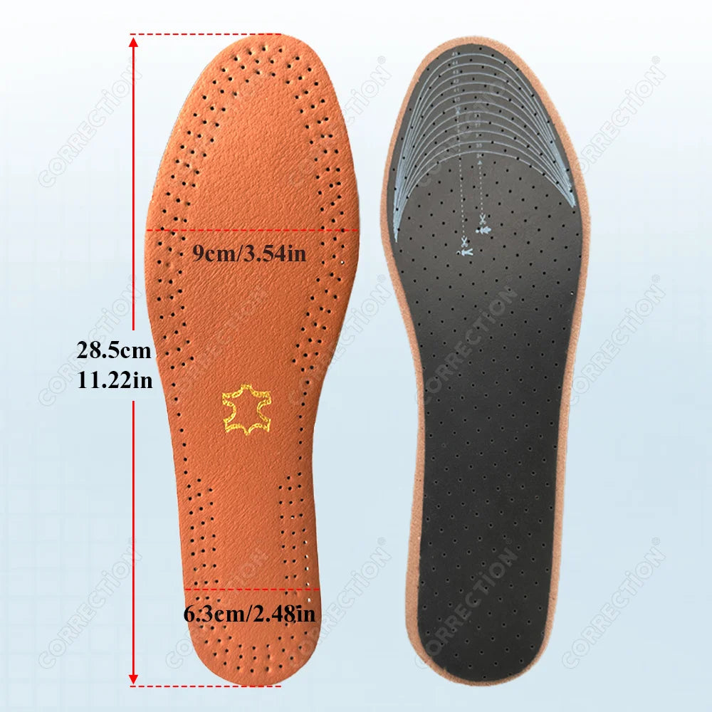 Soft Leather Insole For Shoes Men women Comfortable Deodorant Orthotic Insoles Lightweight Leather Shoe Soles Plantar Fasciitis