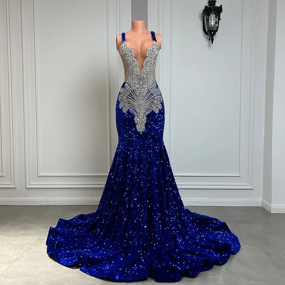Gorgeous Long Prom Dresses Mermaid Style Luxury Sparkly Silver