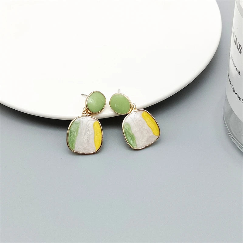 Green Color Crystal Dangle Earrings for Women