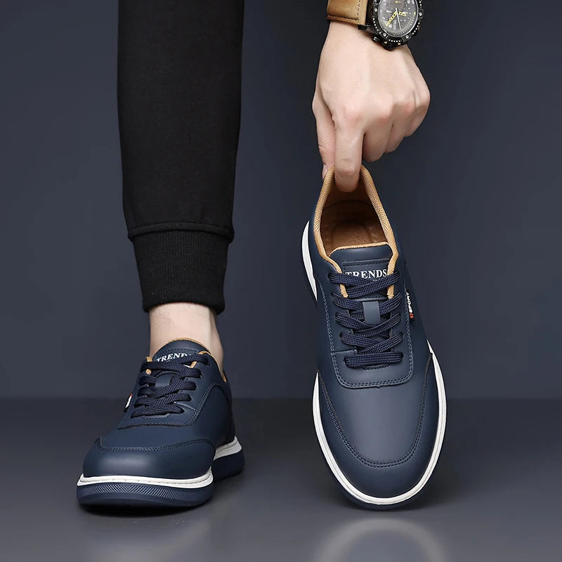New Fashionable Solid-Color Men's Lace - Up Casual Shoes Outdoor Anti - Slip Flat Shoe Lightweight and Comfortable Walking Shoes