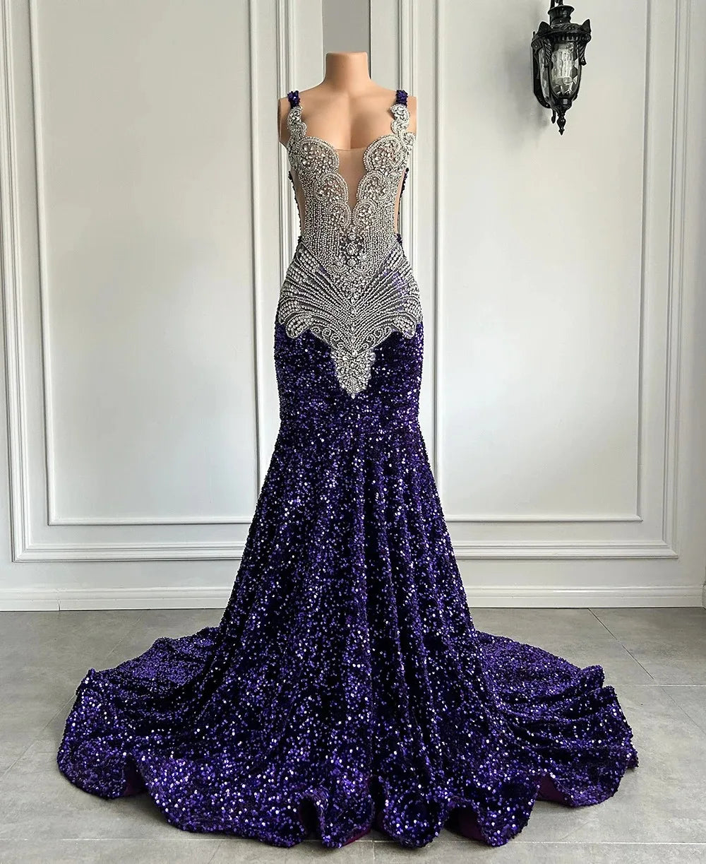 Gorgeous Long Prom Dresses Mermaid Style Luxury Sparkly Silver