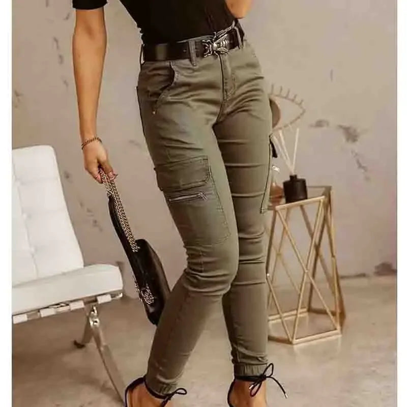 Casual Cotton Green Khaki Woman Pant Pencil Fashion Workwear Pants