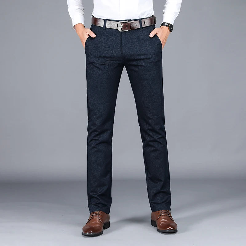 Men's Business Formal Office Cotton Spandex Trousers