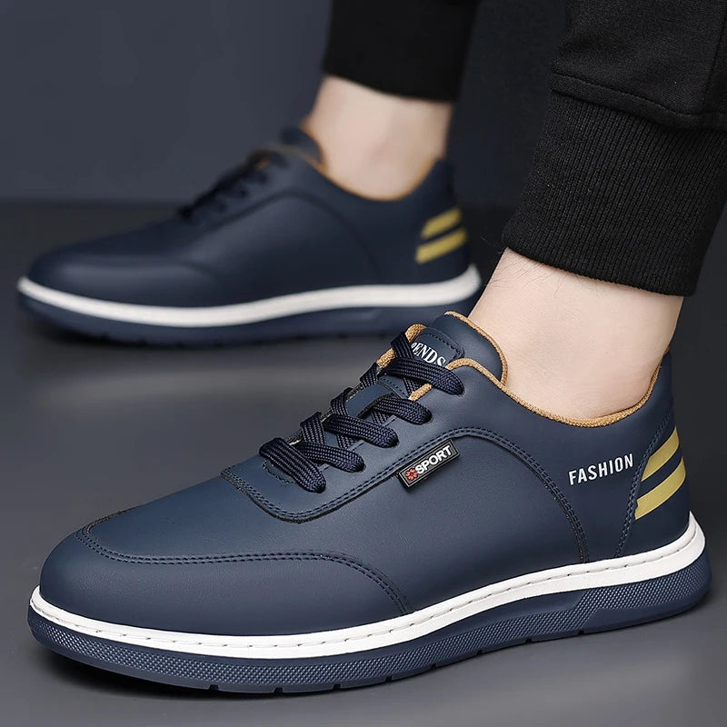 New Fashionable Solid-Color Men's Lace - Up Casual Shoes Outdoor Anti - Slip Flat Shoe Lightweight and Comfortable Walking Shoes