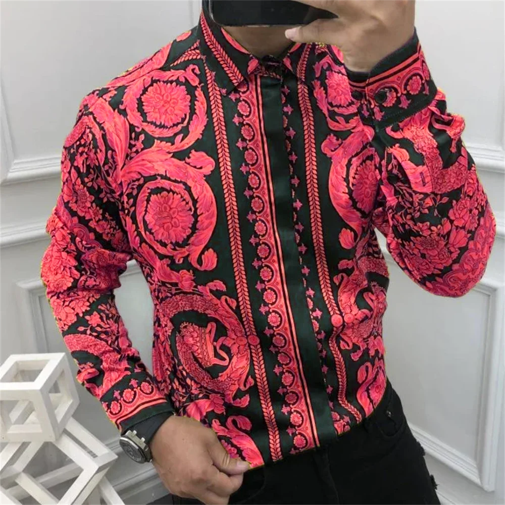 2024 Fashion Men's Luxury Shirts Image Print Men's Long Sleeve Lapel Shirts Casual Party Street Hawaiian Shirts Plus Size S-5XL