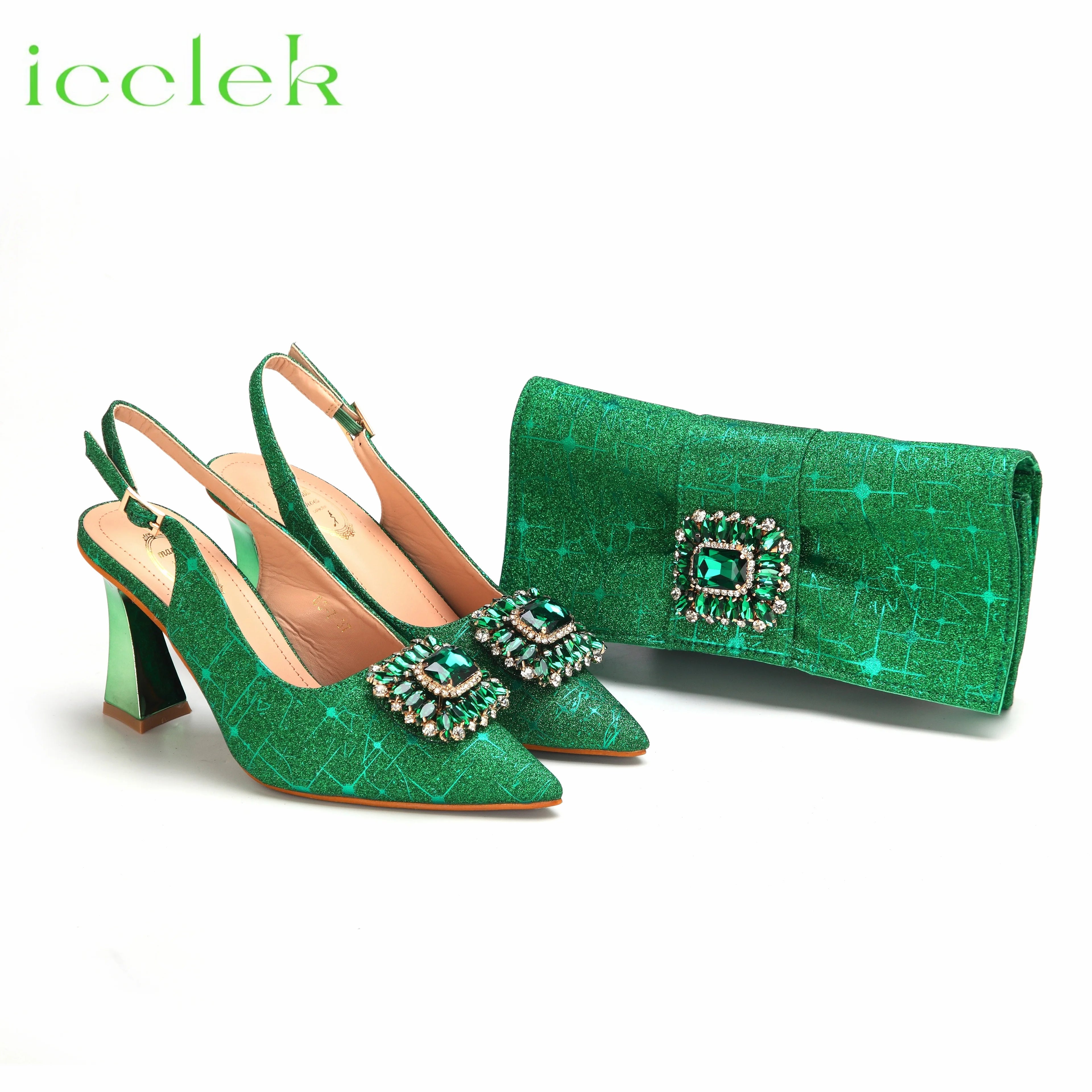 Pointed Toe Women Sandals Shoes Matching Bag Set For Ladies