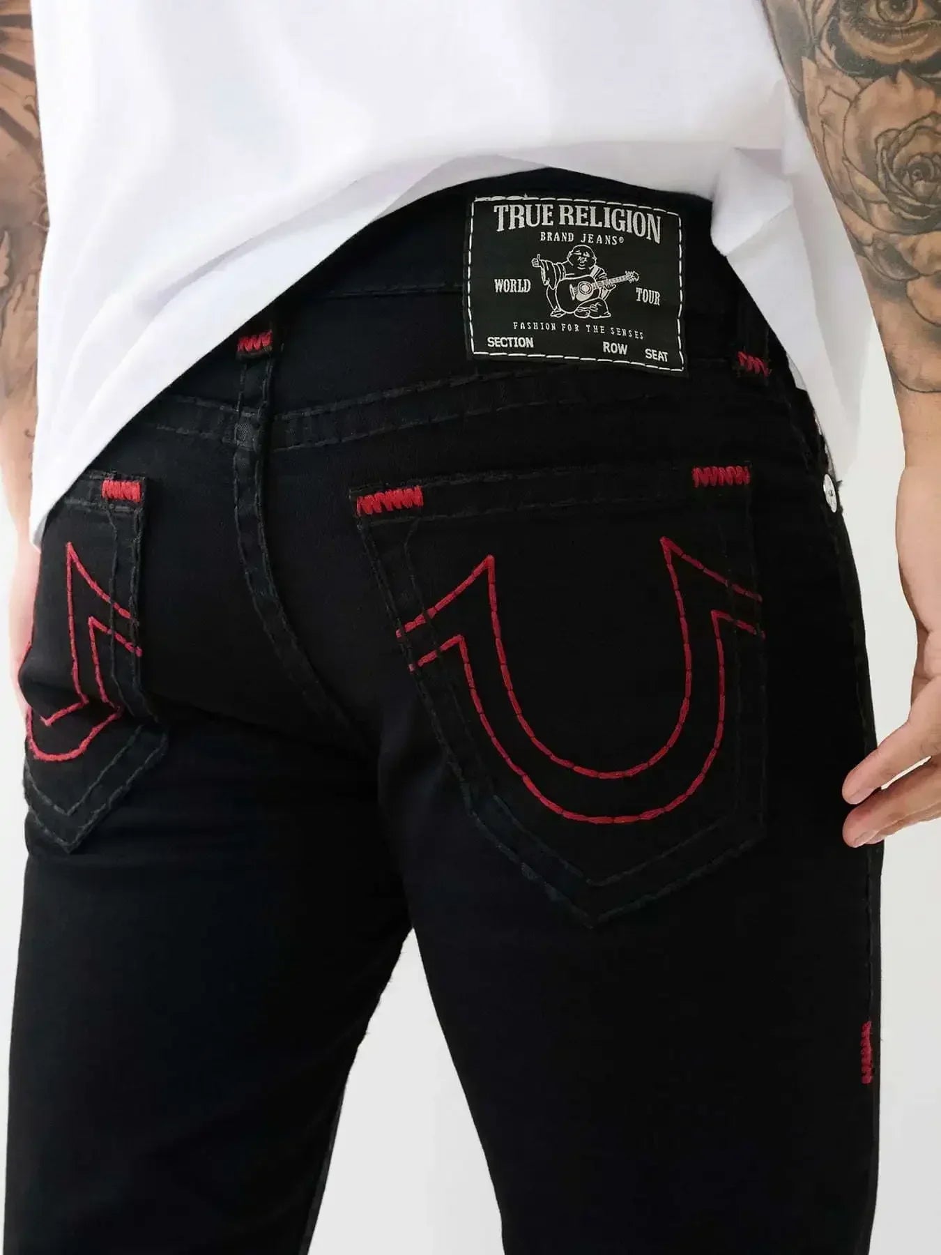 Trend Buddha Baggy Pants Hip Hop Streetwear Black Jeans Fashion Embroidered Y2k Gothic Straight Leg Wide Leg Jean Men Clothing