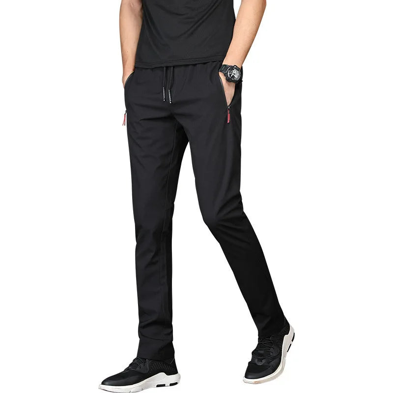 \Men Running Pants With Zipper Pockets Training Joggings Sports Trousers