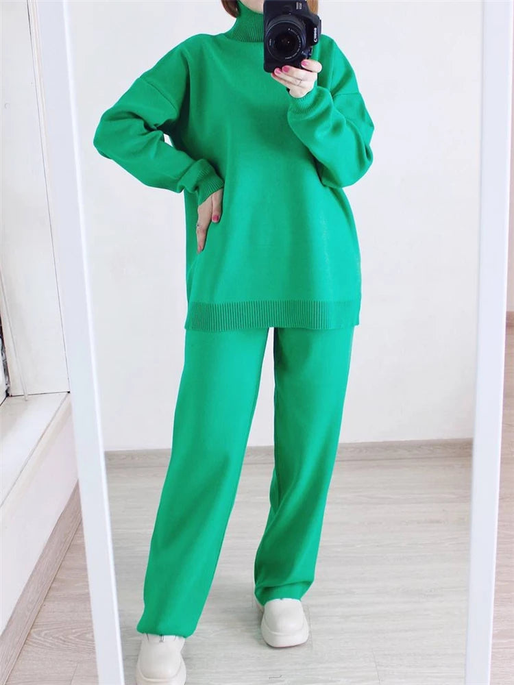 Women Sets Knitted Tracksuit