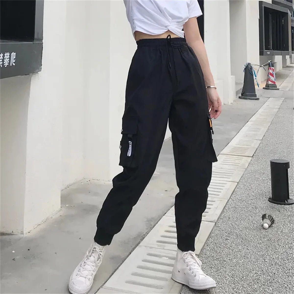 Women High Waist Loose Streetwear Baggy Tactical Trouser